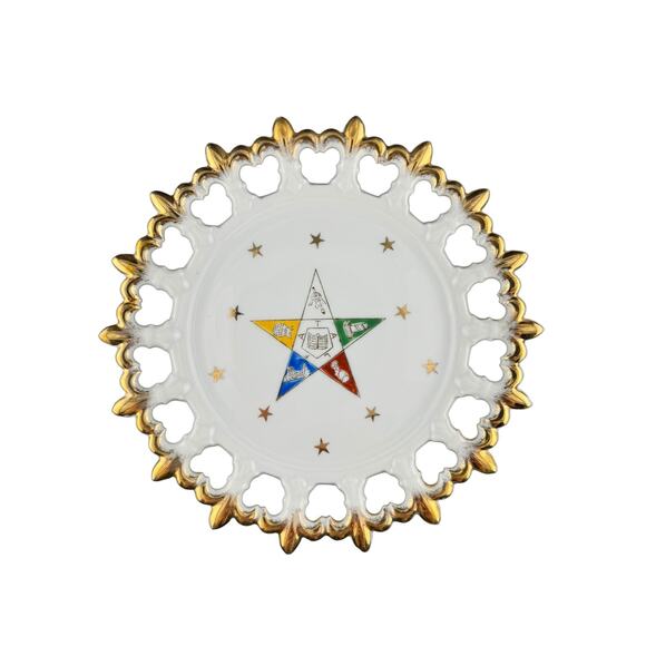 Vintage Lefton Decorative Plate Easter Star with Fleur de Lis Edge - Picture 1 of 3